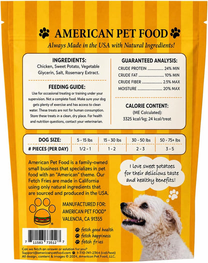 Chicken and Sweet Potato Dog Treats, Soft Chicken Jerky for Small and Large Breeds, Naturally Healthy, Made in The USA (5 oz)