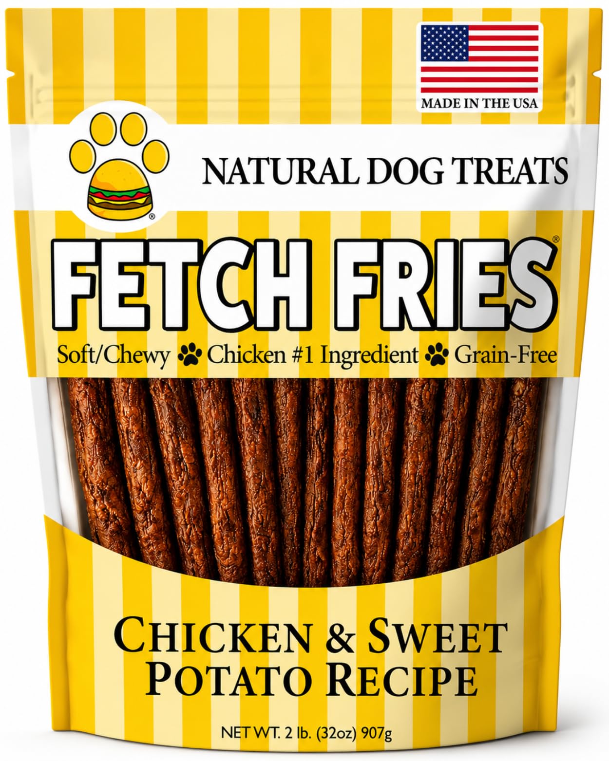 Chicken and Sweet Potato Dog Treats, Soft Chicken Jerky for Small and Large Breeds, Naturally Healthy, Made in The USA (5 oz)