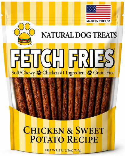 Chicken and Sweet Potato Dog Treats, Soft Chicken Jerky for Small and Large Breeds, Naturally Healthy, Made in The USA (5 oz)