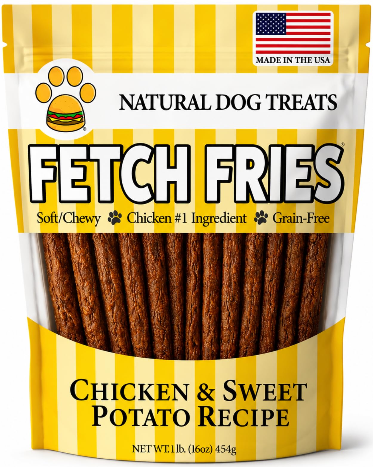 Chicken and Sweet Potato Dog Treats, Soft Chicken Jerky for Small and Large Breeds, Naturally Healthy, Made in The USA (5 oz)