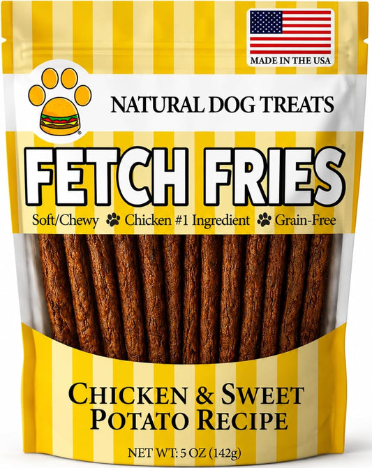 Chicken and Sweet Potato Dog Treats, Soft Chicken Jerky for Small and Large Breeds, Naturally Healthy, Made in The USA (5 oz)